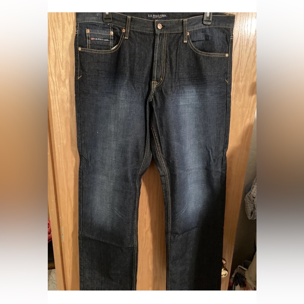 US Polo Assn Jeans Men's 38x32 Blue Dark Wash Straight Leg Good Condition Ships
